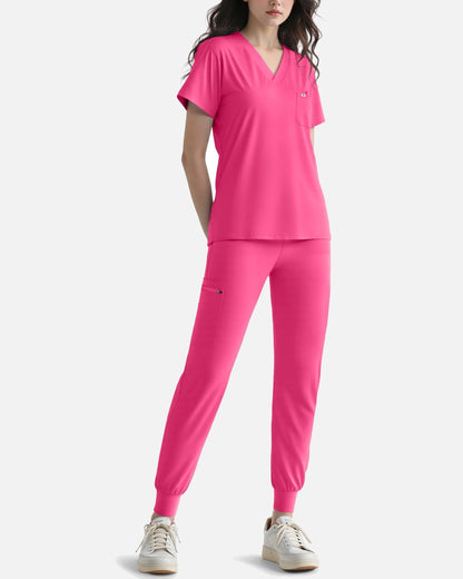 Azalea Pink – Eadflie Women's Knit V-Neck Jogger Uniform Set – product image 10