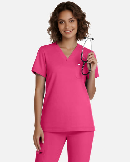 Azalea Pink – Eadflie Women's Classic V-Neck Jogger Uniform Set – product image 17