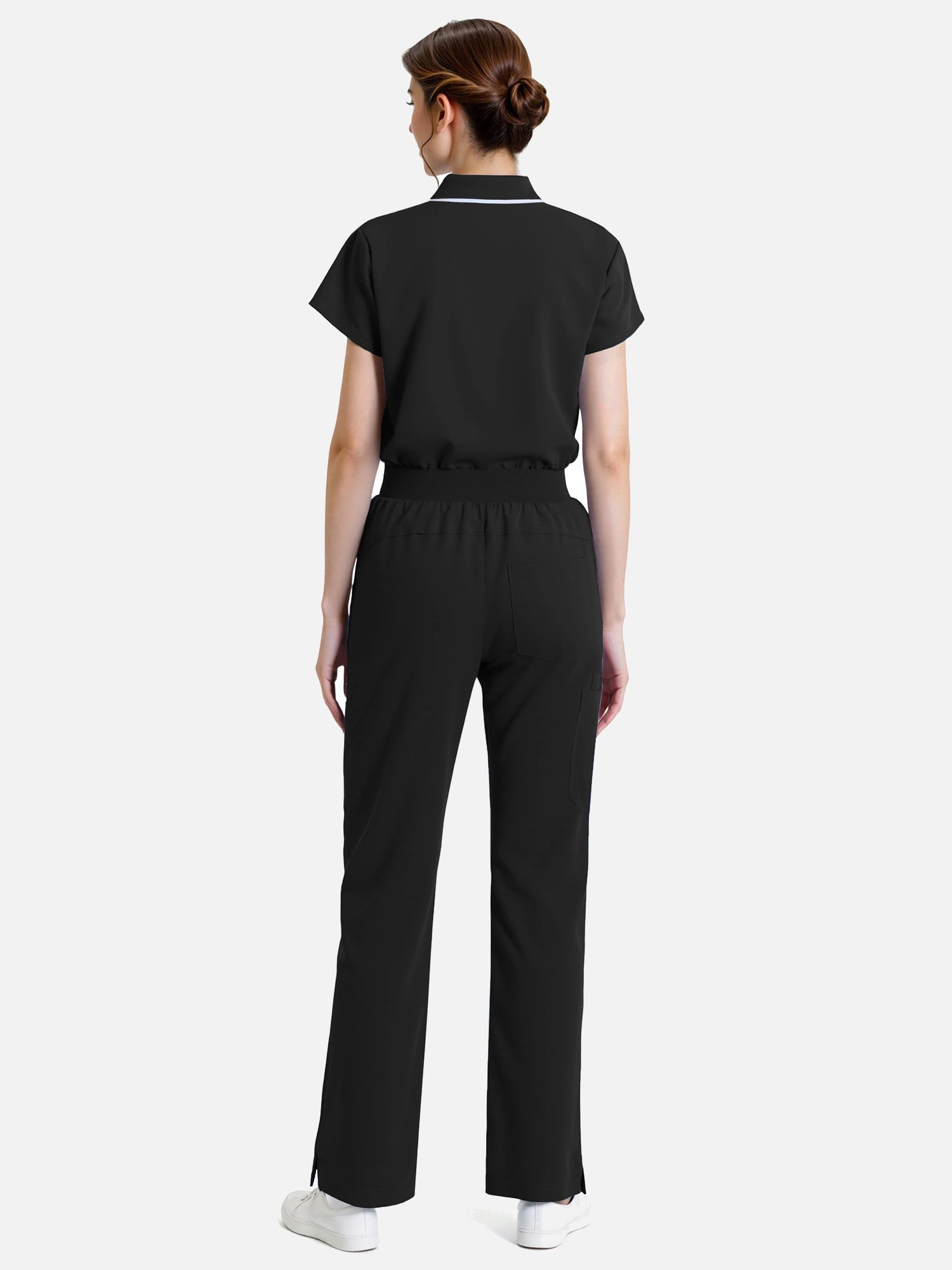 Black – Eadflie Women's Zip Polo Straight-Leg Uniform Set – product image 21