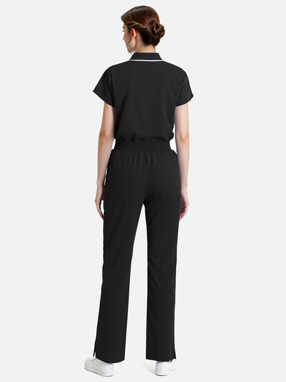 Black – Eadflie Women's Zip Polo Straight-Leg Uniform Set – product image 21