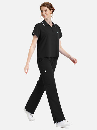 Black – Eadflie Women's Zip Polo Straight-Leg Uniform Set – product image 27