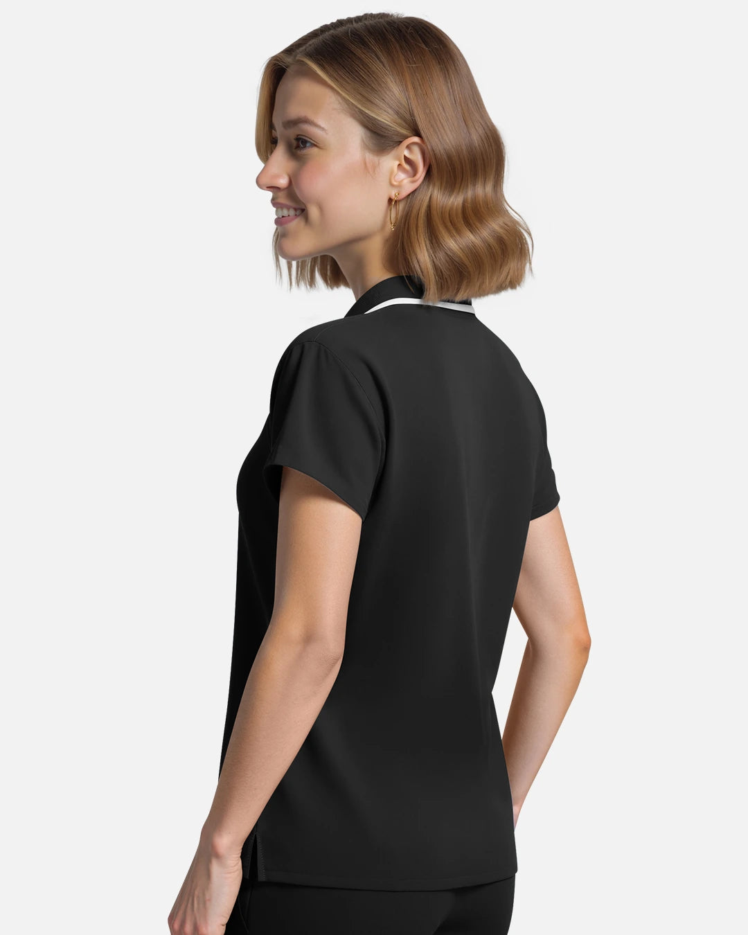 Black – Eadflie Women's Polo-Collar Uniform Top – product image 03