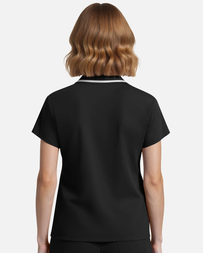 Black – Eadflie Women's Polo-Collar Uniform Top – product image 04