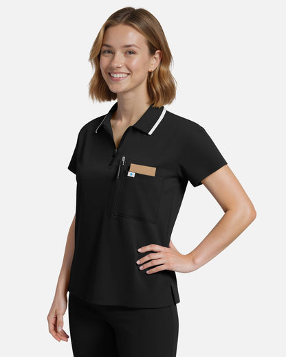 Black – Eadflie Women's Polo-Collar Uniform Top – product image 05