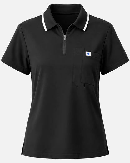Black – Eadflie Women's Polo-Collar Uniform Top – product image 01