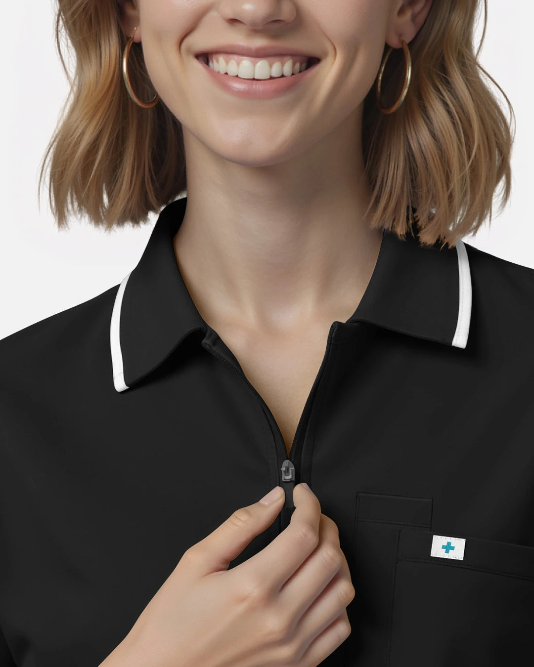 Black – Eadflie Women's Polo-Collar Uniform Top – product image 08