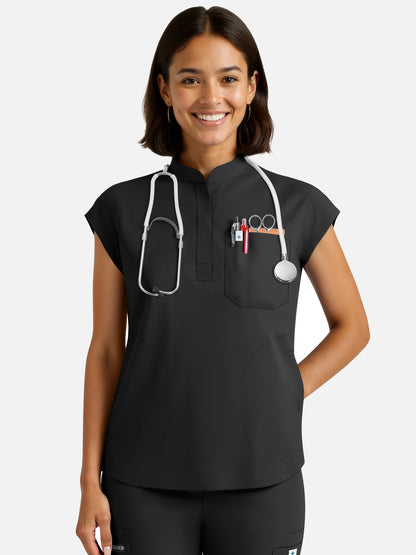 Black – Eadflie Women's Henley Sleeveless Jogger Uniform Set – product image 14