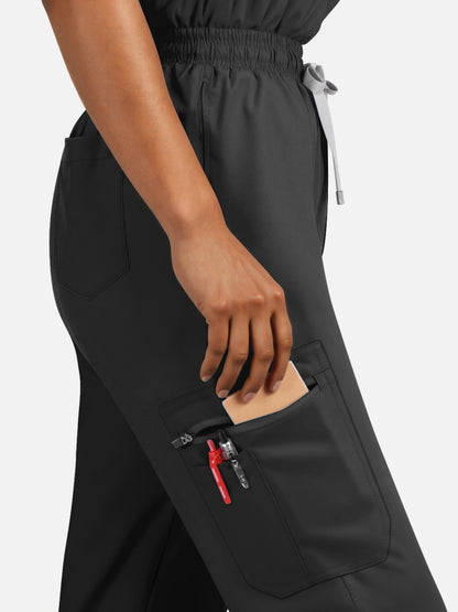 Black – Eadflie Women's Henley Sleeveless Jogger Uniform Set – product image 15