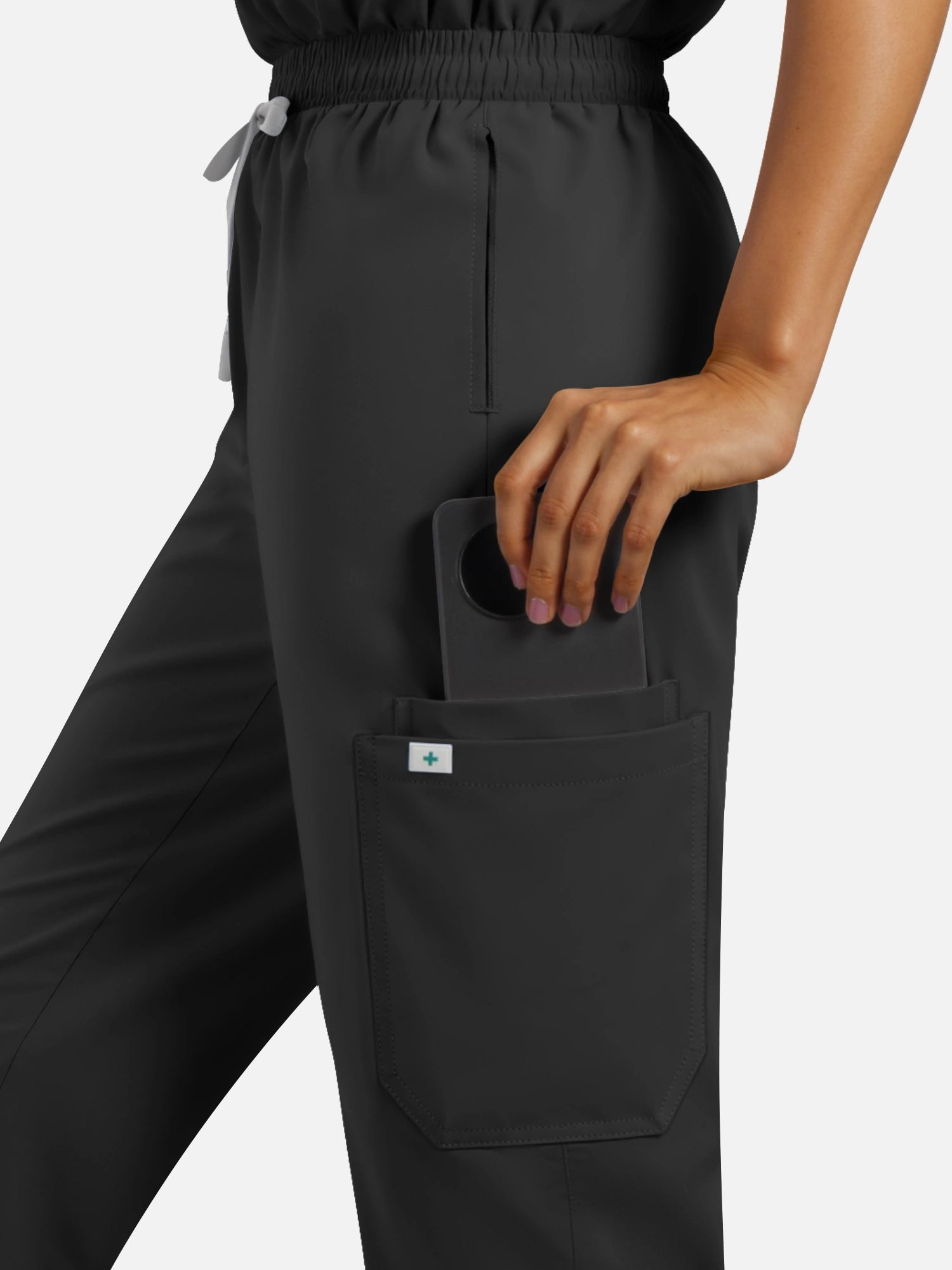 Black – Eadflie Women's Henley Sleeveless Jogger Uniform Set – product image 16