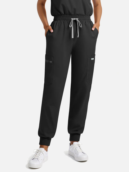 Black – Eadflie Women's Henley Sleeveless Jogger Uniform Set – product image 18