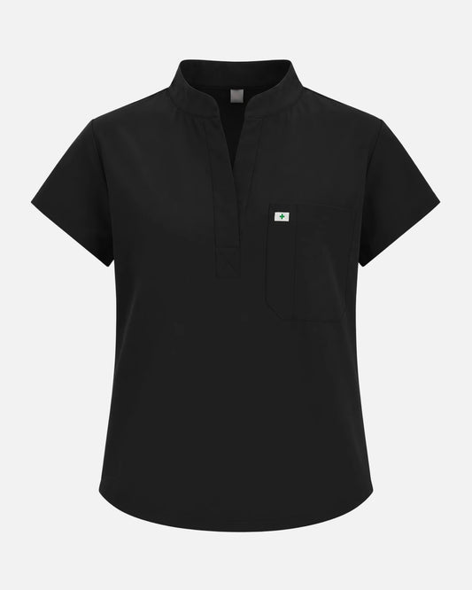 Black – Eadflie Women's Sleeveless Henley Uniform Top – product image 07