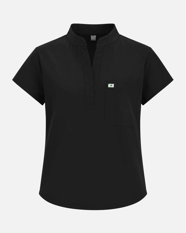 Eadflie Women's Sleeveless Henley Uniform Top - Black