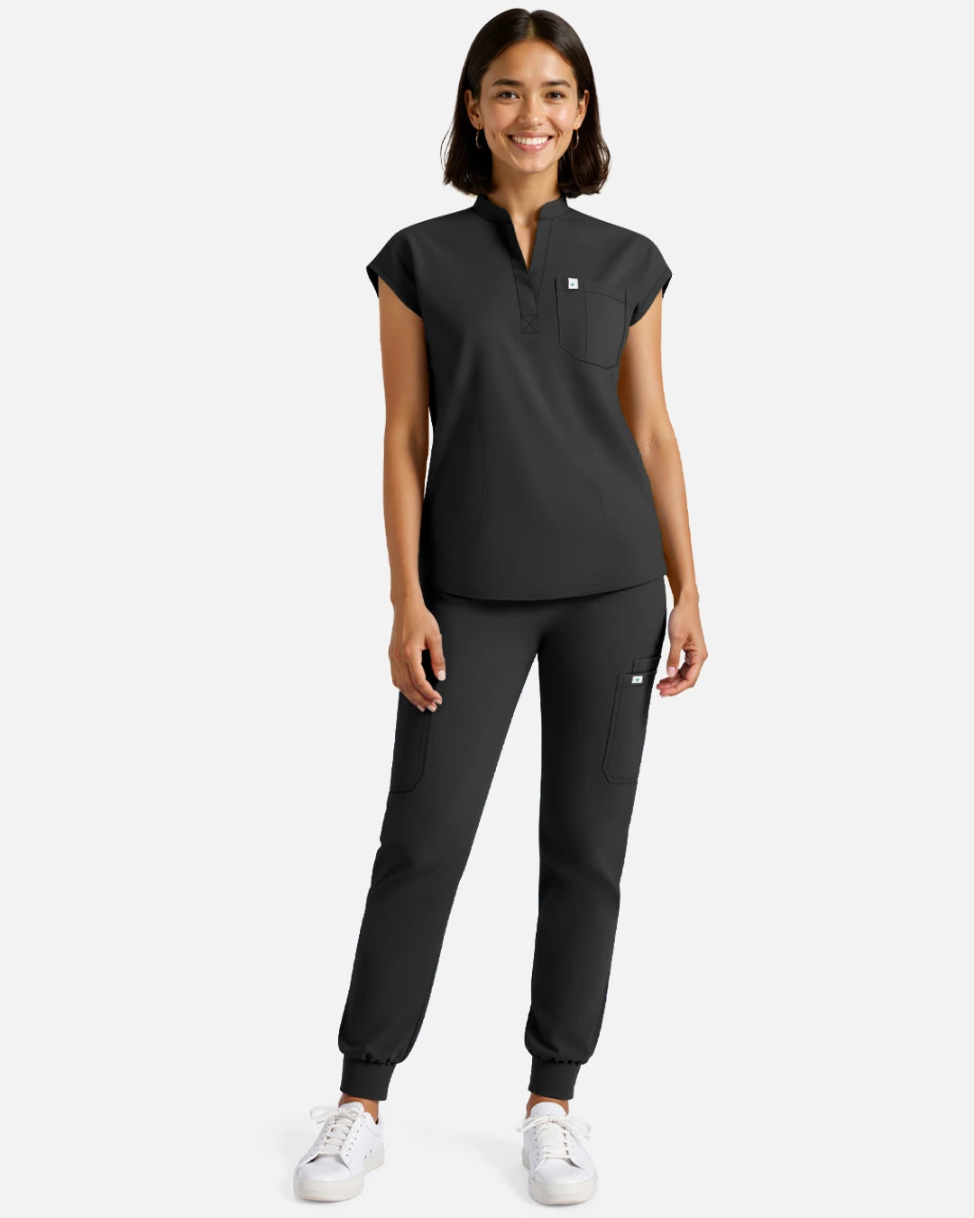 Black – Eadflie Women's Sleeveless Henley Uniform Top – product image 09