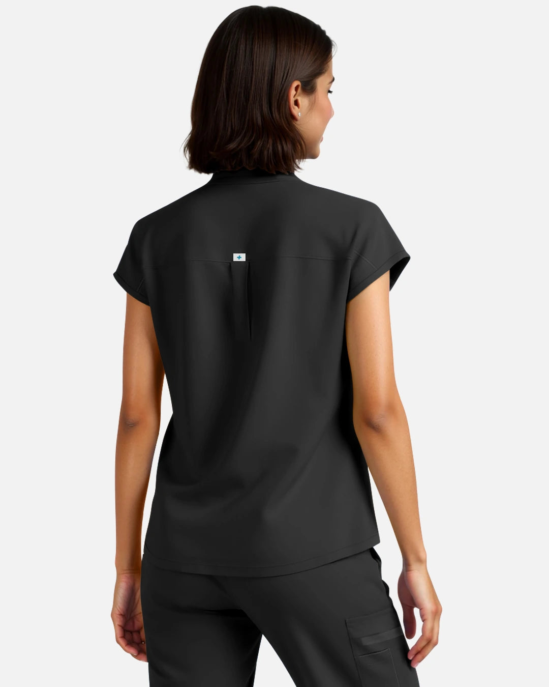 Black – Eadflie Women's Sleeveless Henley Uniform Top – product image 10