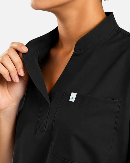 Black – Eadflie Women's Sleeveless Henley Uniform Top – product image 12