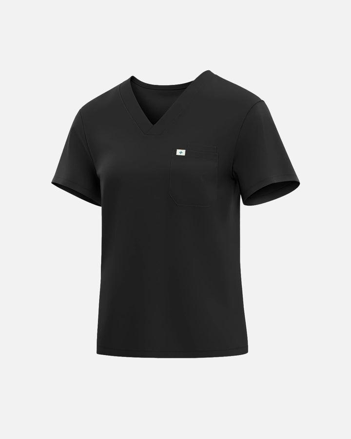 Eadflie Women's Classic V-Neck Uniform Top - Black