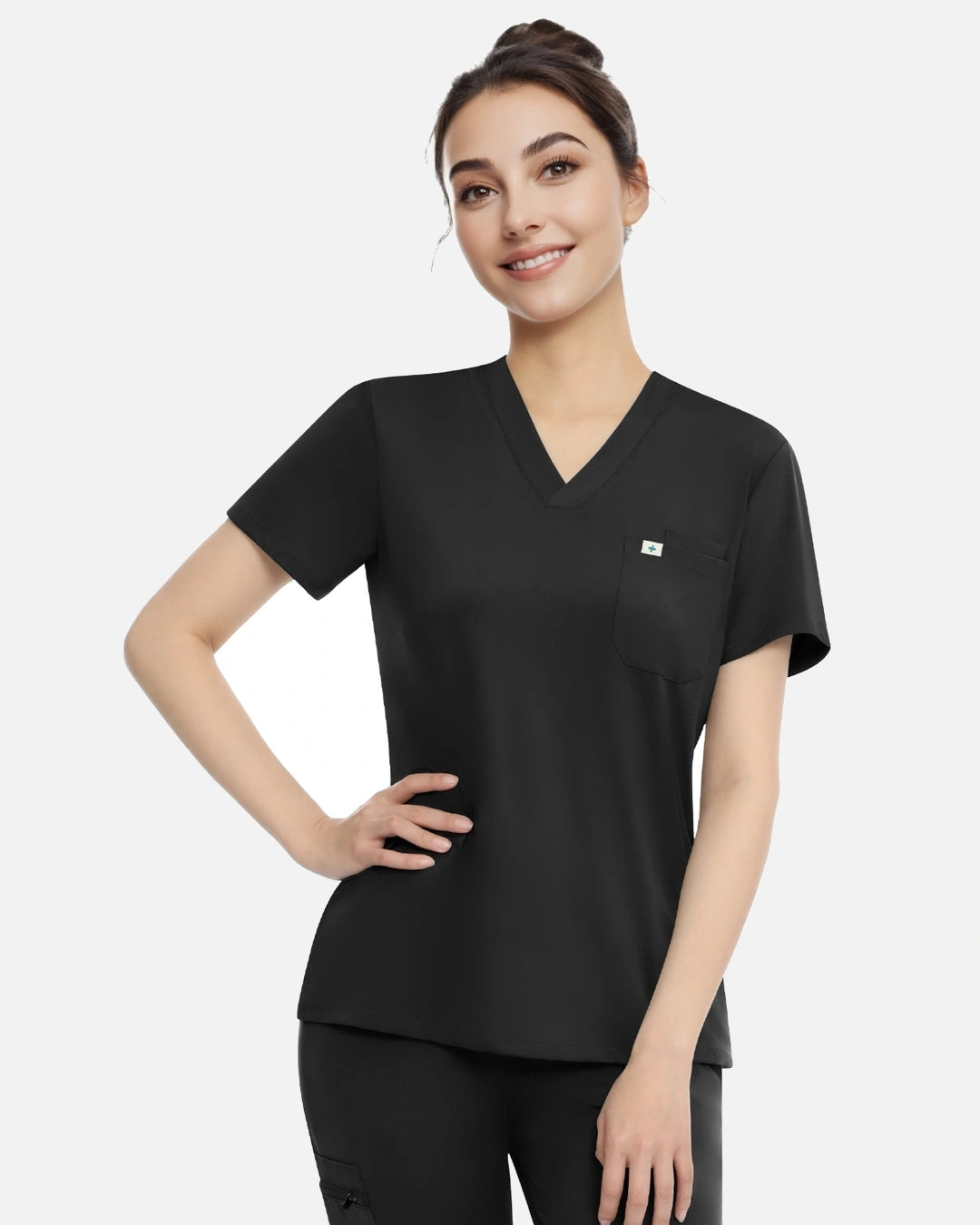 Black – Eadflie Women's Classic V-Neck Uniform Top – product image 14