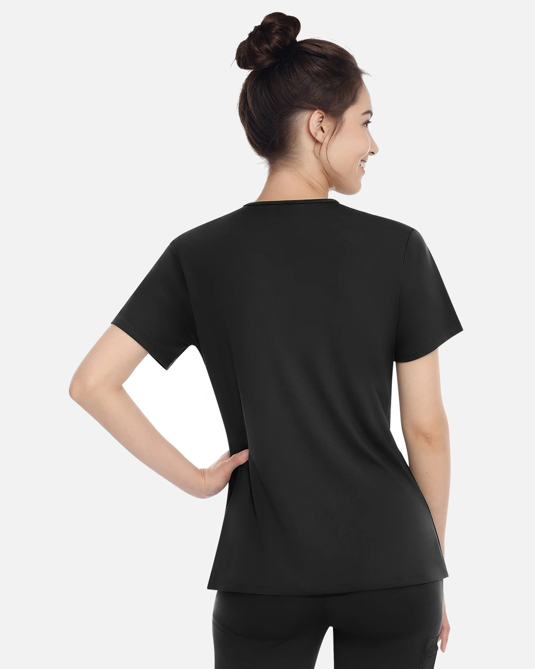 Black – Eadflie Women's Classic V-Neck Uniform Top – product image 16