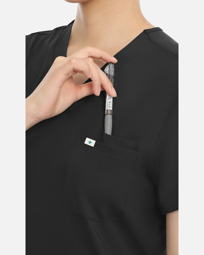 Black – Eadflie Women's Classic V-Neck Uniform Top – product image 17
