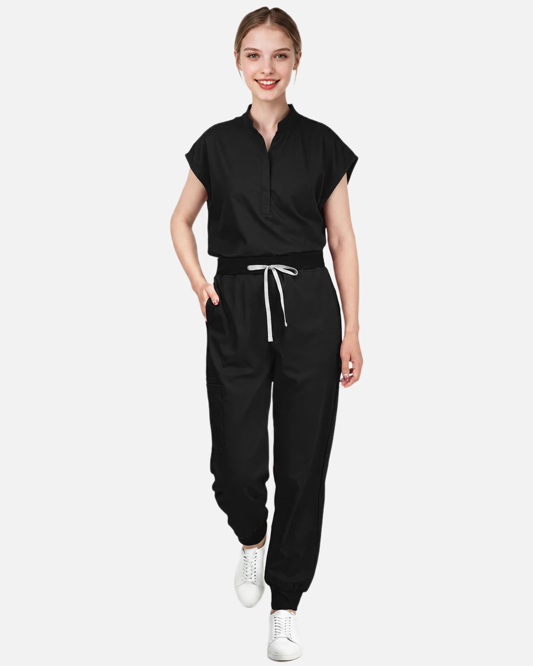 Black – Eadflie Women's Tapered Jogger Uniform Pants – Soft Stretch Bottoms – product image 15