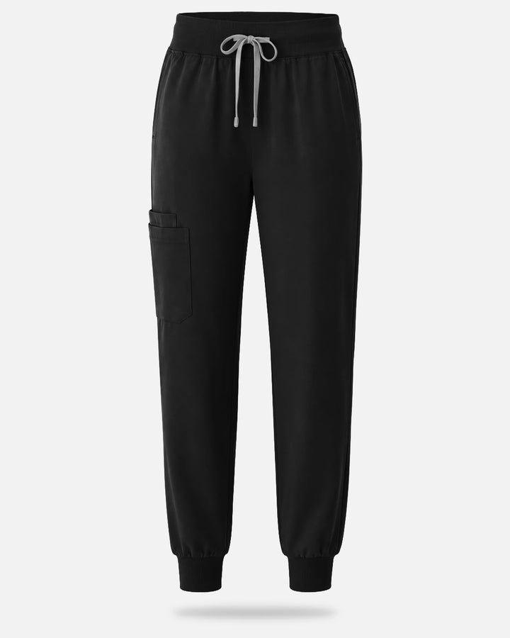 Eadflie Women's Tapered Jogger Uniform Pants – Soft Stretch Bottoms - Black