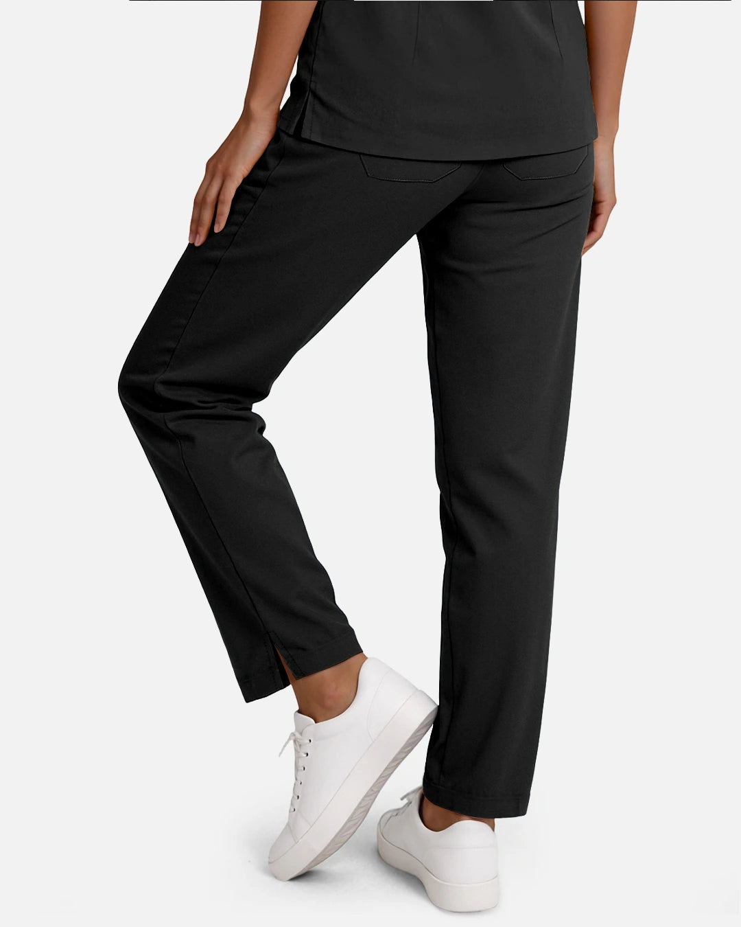 Black – Eadflie Women's Woven Straight-Leg Uniform Pants – Structured Tailored Bottoms – product image 06