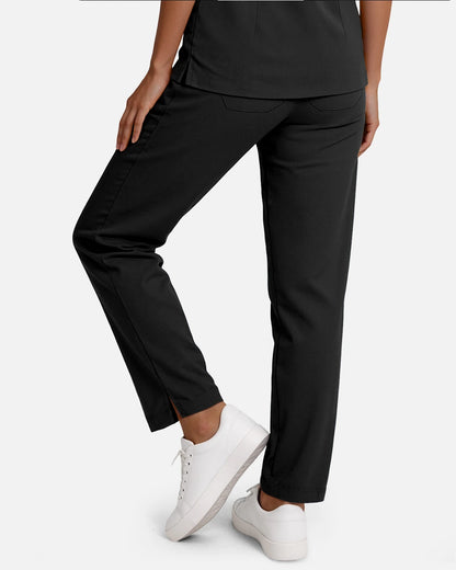 Black – Eadflie Women's Woven Straight-Leg Uniform Pants – Structured Tailored Bottoms – product image 06