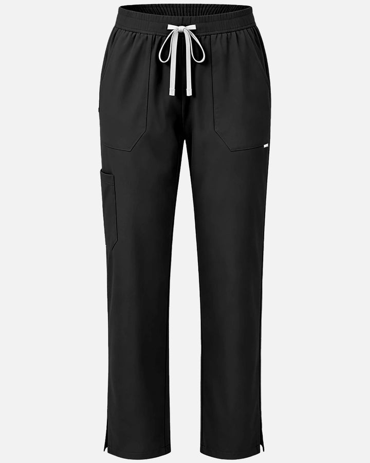 Eadflie Women's Woven Straight-Leg Uniform Pants – Structured Tailored Bottoms - Black