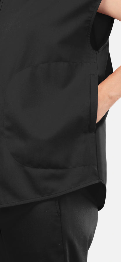 Black – Eadflie Women's Sleeveless Mandarin Collar Jogger Uniform Set – product image 23