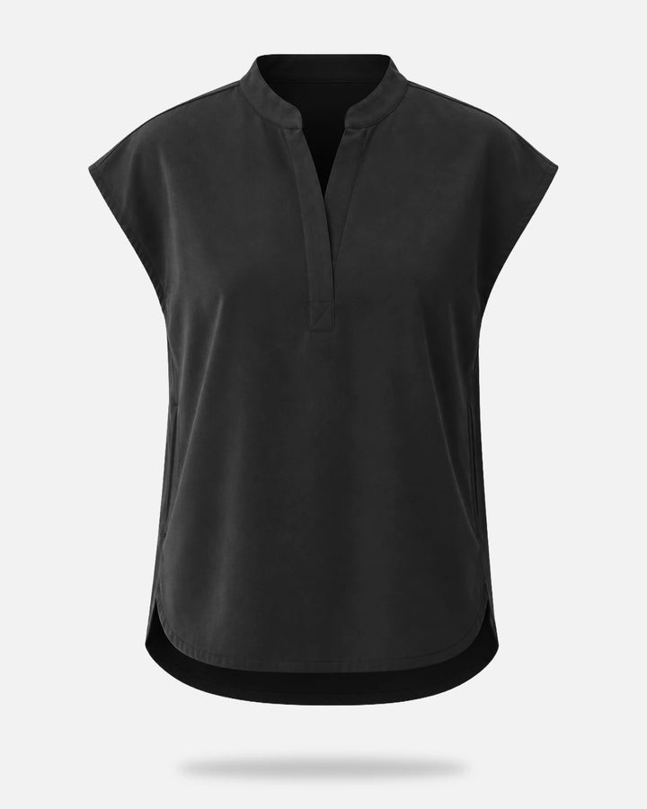 Eadflie Women's Sleeveless Mandarin Collar Uniform Top - Black