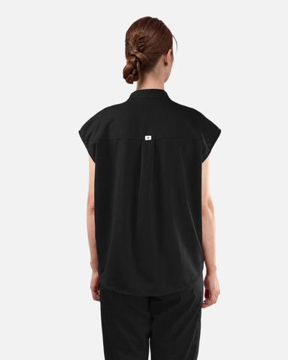 Black – Eadflie Women's Sleeveless Mandarin Collar Uniform Top – product image 100