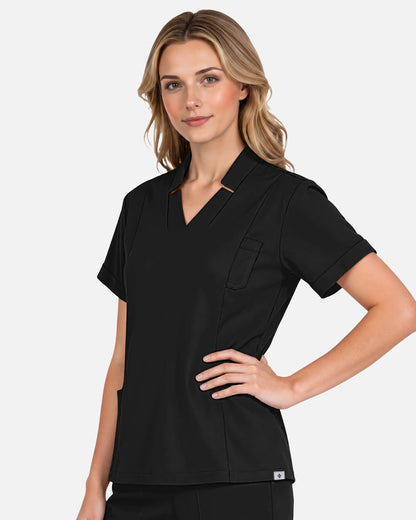 Black – Eadflie Women's Split V-Neck Uniform Top – product image 40