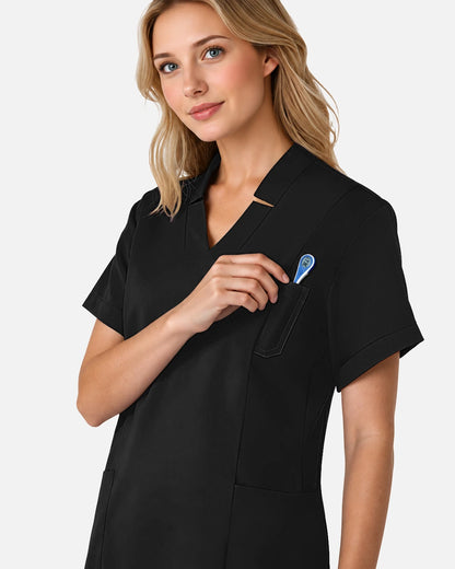 Black – Eadflie Women's Split V-Neck Uniform Top – product image 42