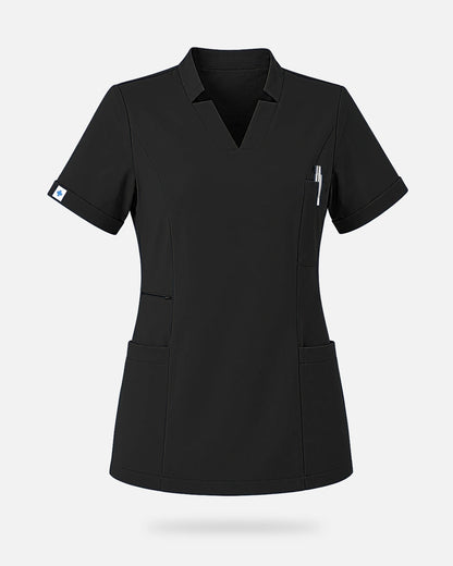 Black – Eadflie Women's Split V-Neck Uniform Top – product image 37