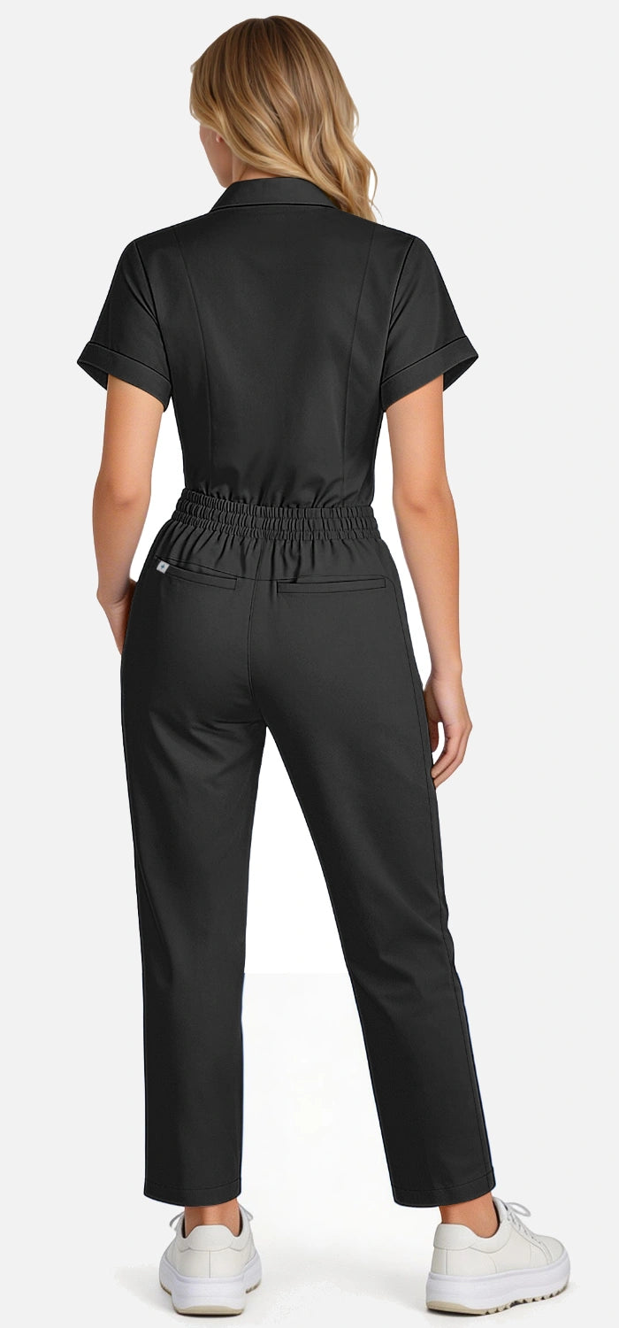 Black – Eadflie Women's Split V-Neck Uniform Set – Tapered-Leg 9-Pocket Slim Fit – product image 22