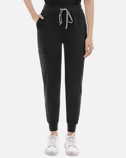 Black – Eadflie Women's Knit V-Neck Jogger Uniform Set – product image 20