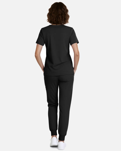 Black – Eadflie Women's Classic V-Neck Jogger Uniform Set – product image 21
