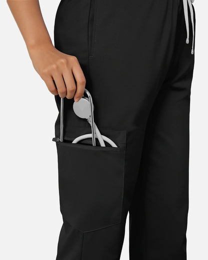 Black – Eadflie Women's Classic V-Neck Jogger Uniform Set – product image 24