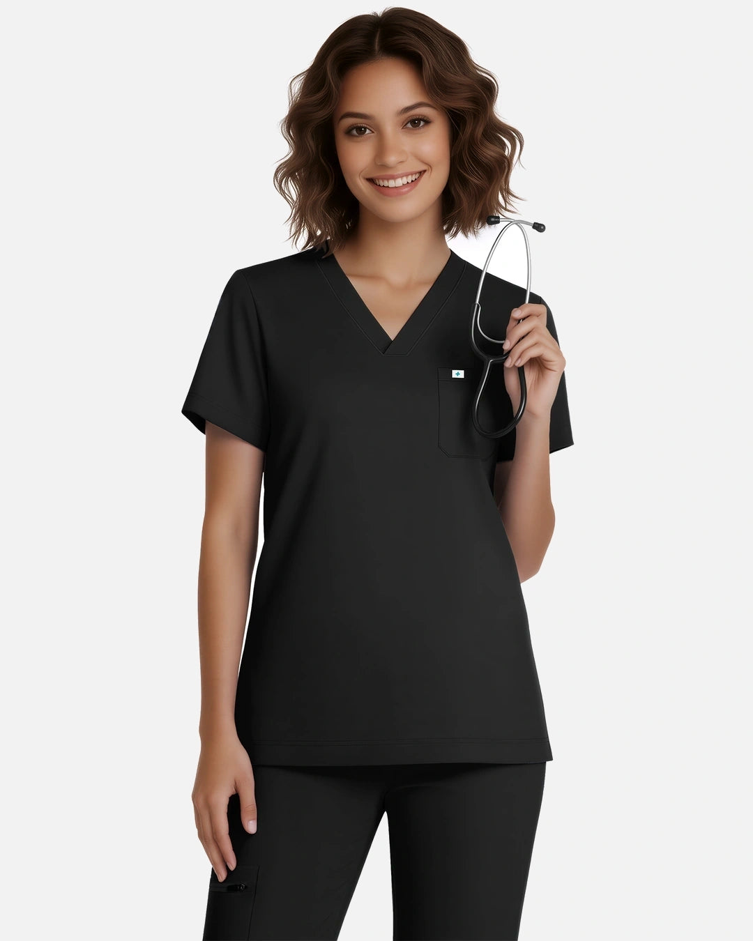 Black – Eadflie Women's Classic V-Neck Jogger Uniform Set – product image 25
