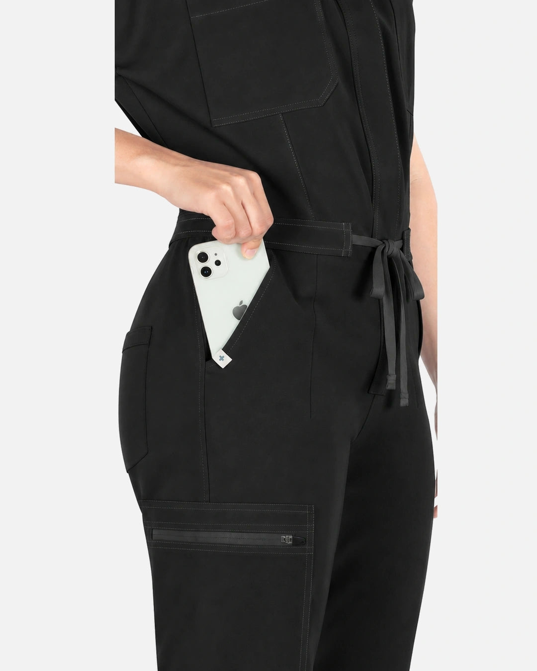 Black – Eadflie Women's Zip-Front Uniform Jumpsuit – Sleeveless Stretch One-Piece – product image 46
