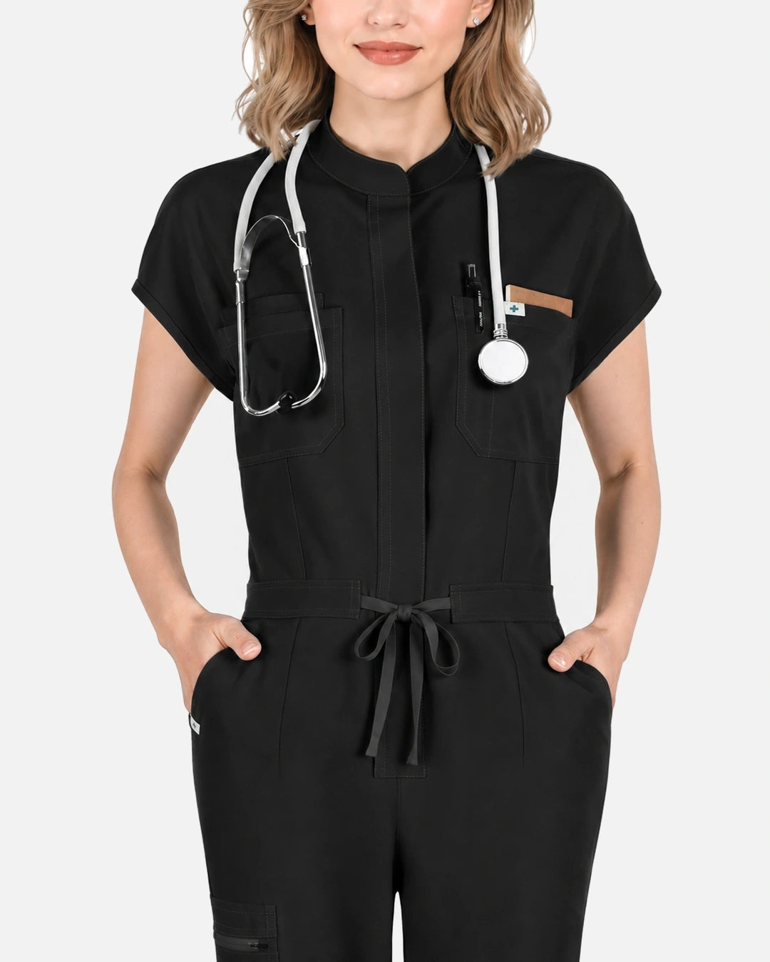 Black – Eadflie Women's Zip-Front Uniform Jumpsuit – Sleeveless Stretch One-Piece – product image 47