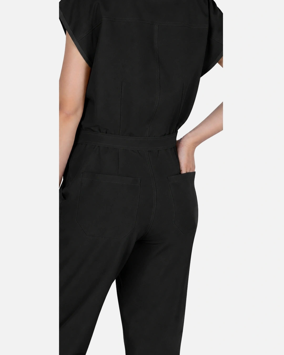 Black – Eadflie Women's Zip-Front Uniform Jumpsuit – Sleeveless Stretch One-Piece – product image 48