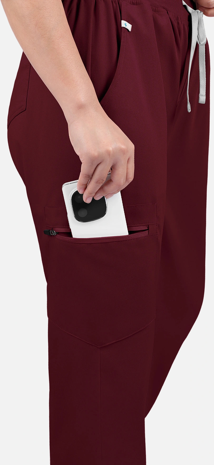 Burgundy Red – Eadflie Women’s 3-Pocket V-Neck Jogger Scrub Set – product image 06