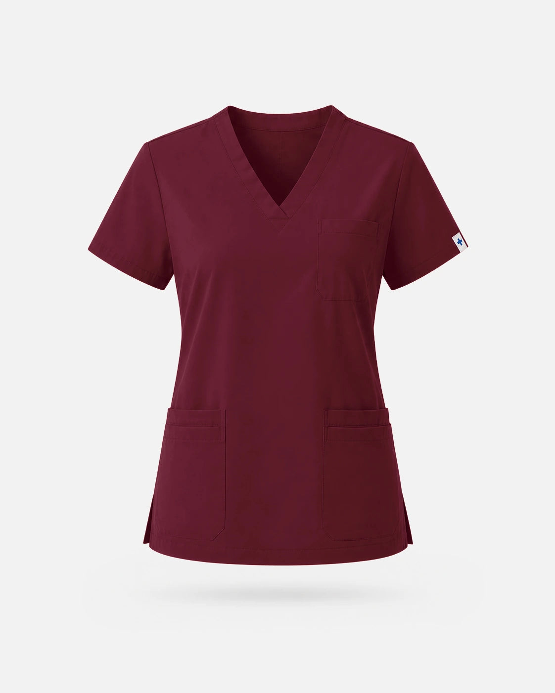 Burgundy Red – Eadflie Women's V-Neck Uniform Top – Short Sleeve 3-Pocket Soft Stretch – product image 46