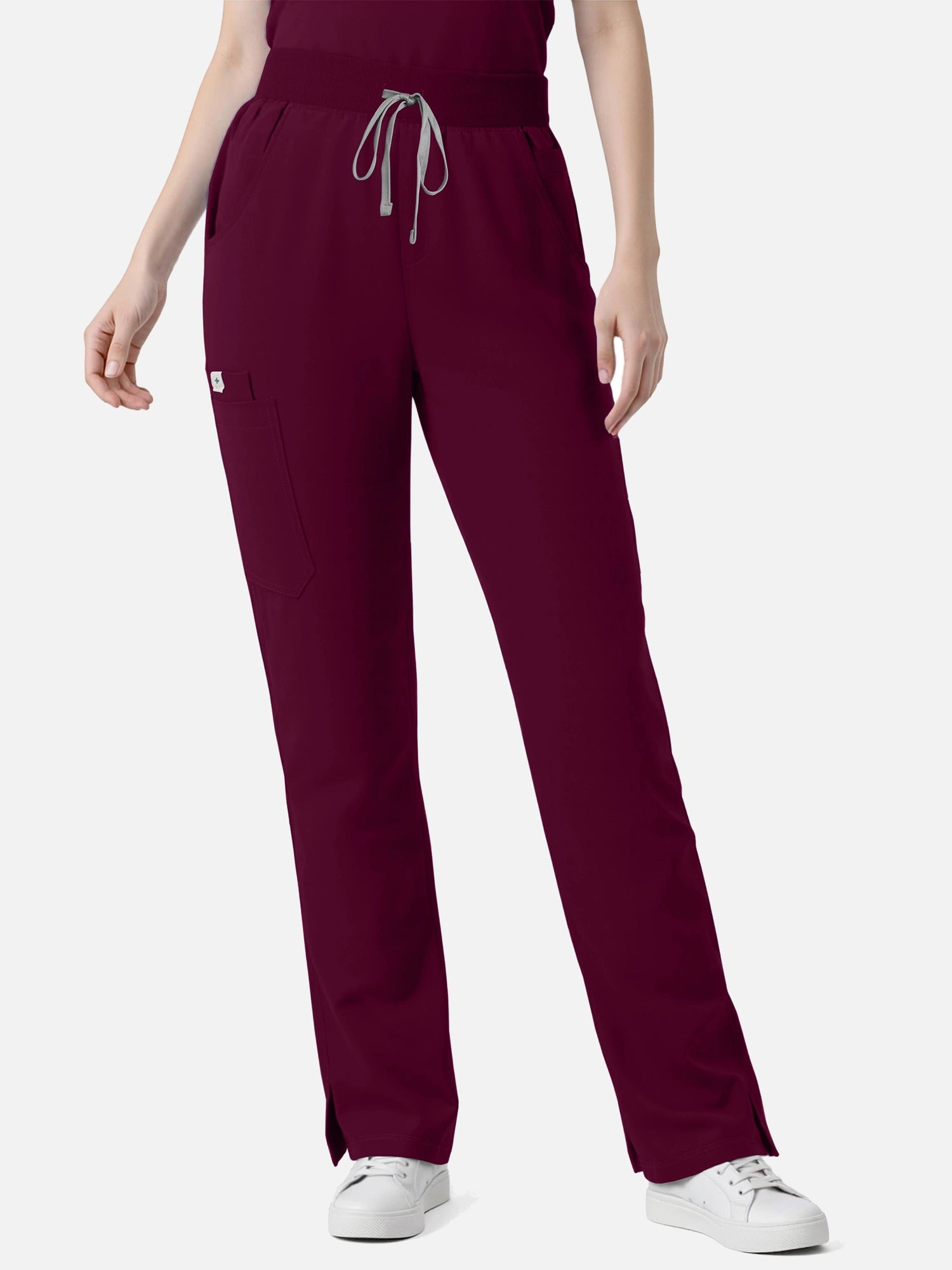 Burgundy Red – Eadflie Women's Zip Polo Straight-Leg Uniform Set – product image 08