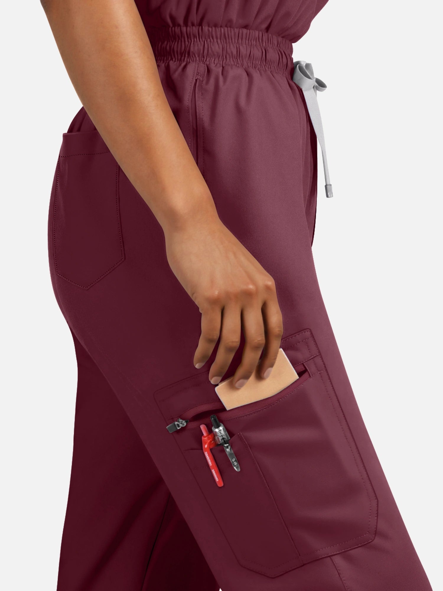 Burgundy Red – Eadflie Women's Henley Sleeveless Jogger Uniform Set – product image 06