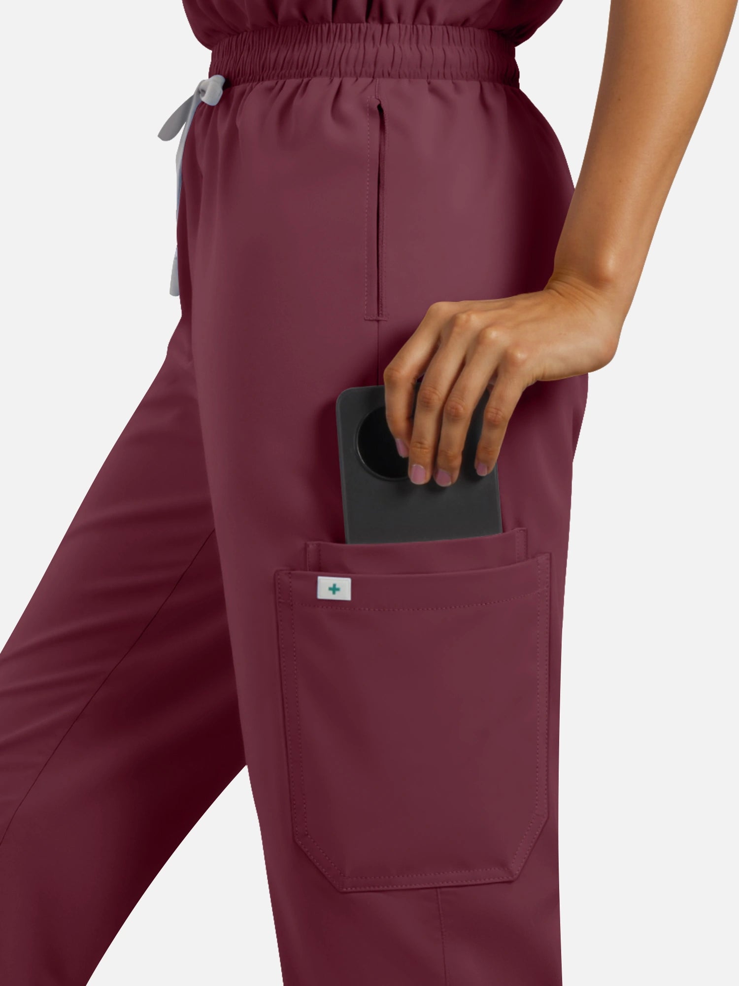 Burgundy Red – Eadflie Women's Henley Sleeveless Jogger Uniform Set – product image 07
