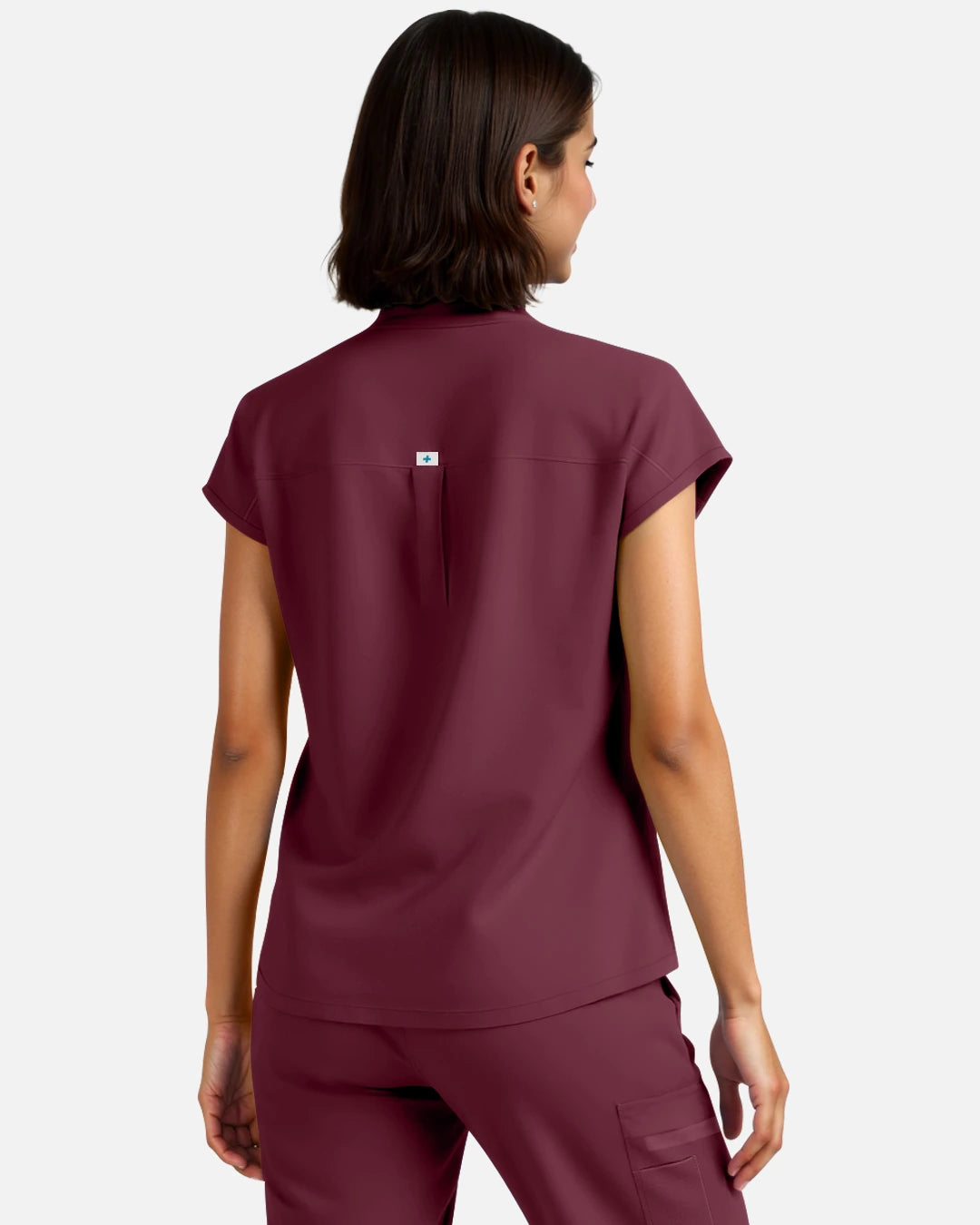 Burgundy Red – Eadflie Women's Sleeveless Henley Uniform Top – product image 63