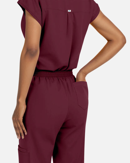 Burgundy Red – Eadflie Women's Sleeveless Henley Uniform Top – product image 64