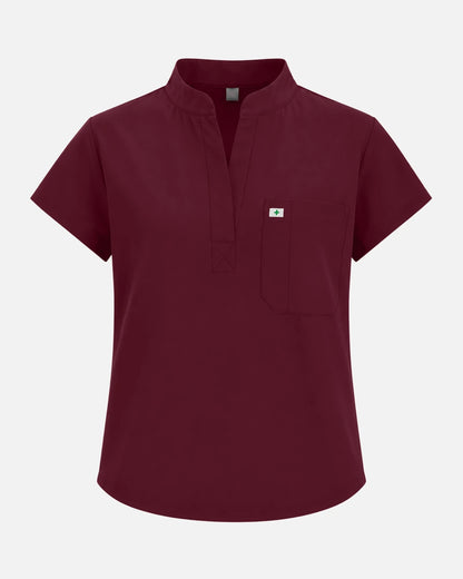 Burgundy Red – Eadflie Women's Sleeveless Henley Uniform Top – product image 66